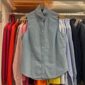 J. Crew Light Blue Sleeveless Button Down Shirt
